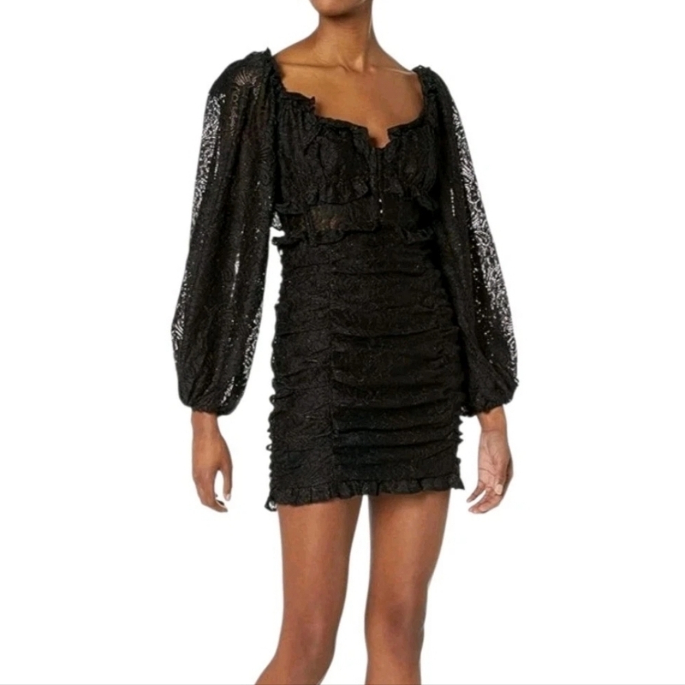ASTR The Label Chrisley Black Lace Cocktail Mini Dress Womens Party Dress XS
